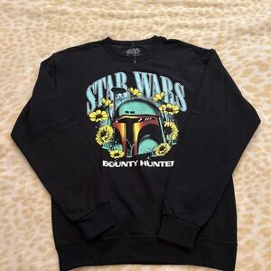 Star Wars Black Crewneck Sweater Boba Fett Design